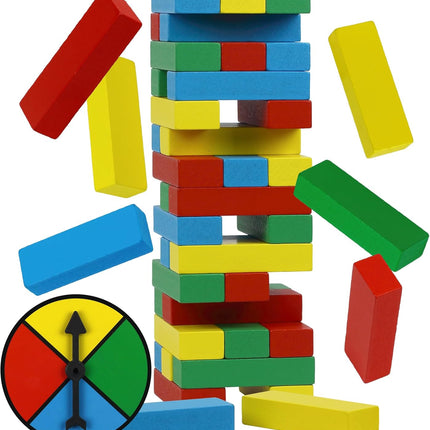 Rainbow Stack Wooden Blocks Stacking Game Balance Family Party Ages 6+