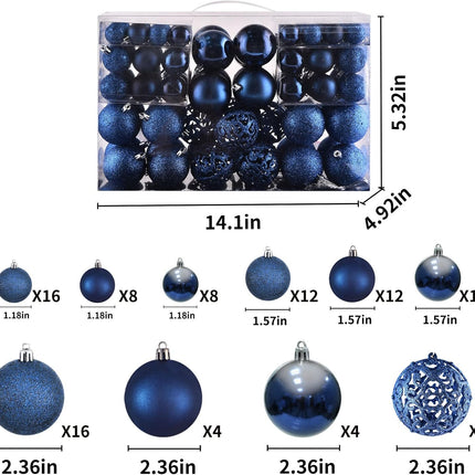 100PCS Dark Blue Shatterproof Christmas Balls with Reusable Gift Package