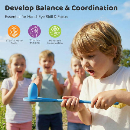 12PCS Egg and Spoon Race Game Set Wooden Relay Game for Kids Parties