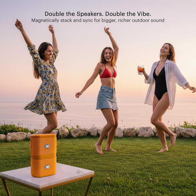 Portable Bluetooth Speaker, IPX4 Waterproof, 5H Playtime, Stackable, White