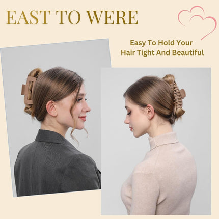4.3 Inch Large Hair Claw Clips for Women Strong Hold Matte Jaw Clips Set