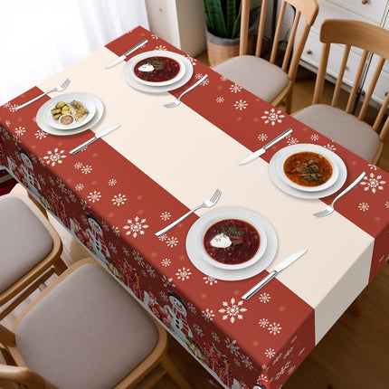 3 Pack Christmas Tablecloths – 54"x108" Snowman Plastic Covers for Parties