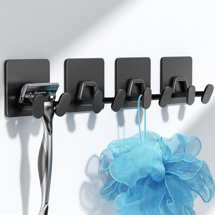 4 Pack Adhesive Shower Hooks Stainless Steel Razor Towel Holder Black