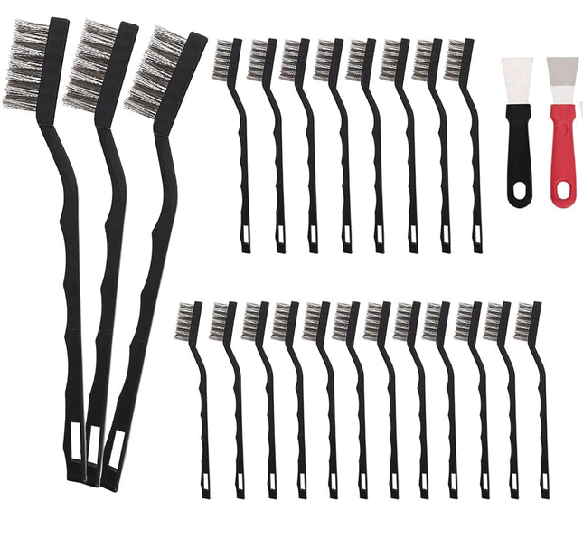 20PCS Mini Wire Brush Set – Stainless Steel Brushes with Curved Handle for Cleaning Rust & Slag