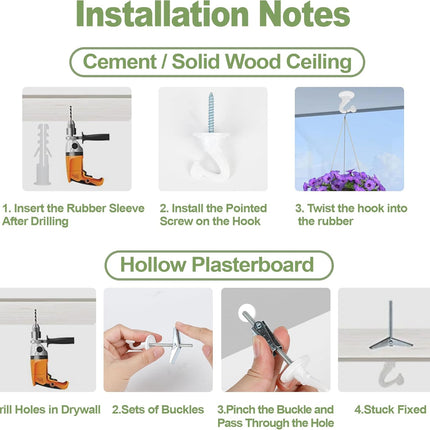 6-Pack Ceiling Hooks – Heavy Duty Metal Hooks for Hanging Plants & Lights