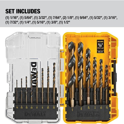 14pc Drill Bit Set with 3 Flat Shank 135° Split Point for Wood Metal Plastic
