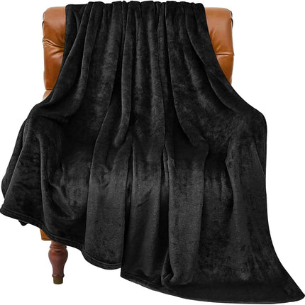 Black Fleece Blanket 50x60, Soft Plush Microfiber Throw, Lightweight, Machine Washable