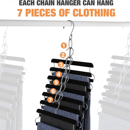 10 Pack Metal Clothing Chain Hangers Space Saving Closet Organizer 7 Holes