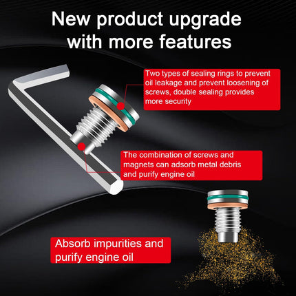 M14.1-1.5x15 Magnetic Oil Drain Plug, Large Backpack Style Self-Tapping Repair Kit