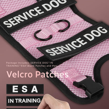 Service Dog Vest for Small Dogs Air Mesh ESA Harness & Leash Set with DIY Patches