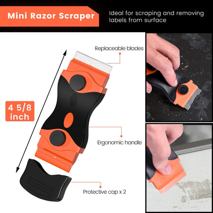 2 PCS Razor Blade Scraper – Tool for Removing Labels, Stickers, Grease & Tint