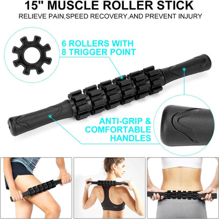Foam Roller Set with Massage Stick, Foot Balls & Stretch Strap for Therapy