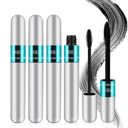 4-Pack VIBELY 2-in-1 4D Silk Fiber Mascara, 5X Longer, Lengthening & Thickening, Washable