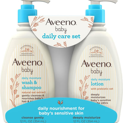 Daily Care Gift Set with Prebiotic Oat – Lotion & 2-in-1 Baby Wash, Paraben-Free