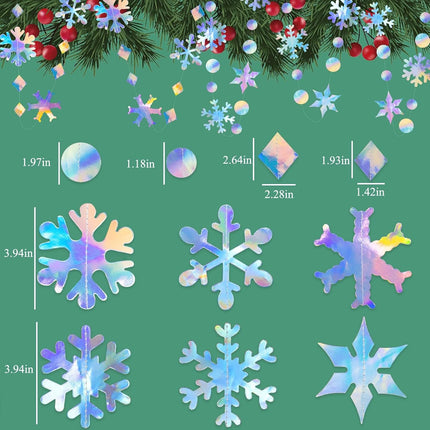65Ft Winter Wonderland Snowflakes Garland Iridescent Shimmering Snowflake Decorations