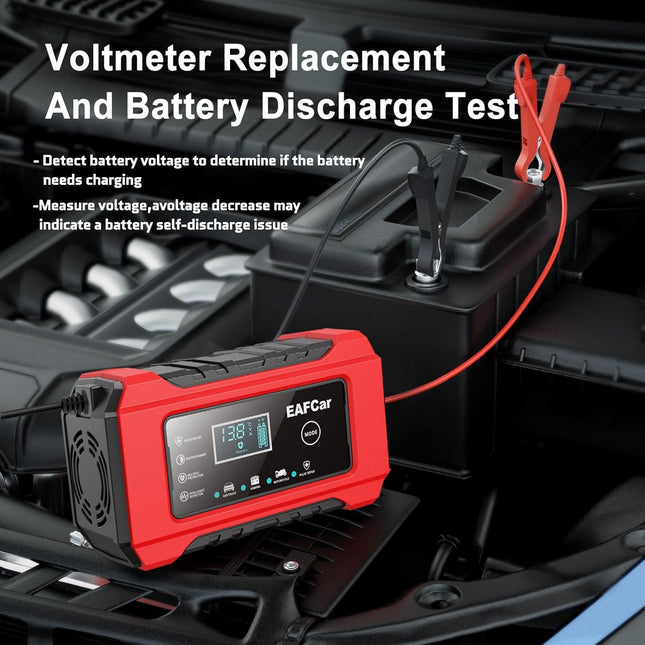 12V 6A Car Battery Charger – Smart Trickle Charger & Maintainer with Temp Compensation