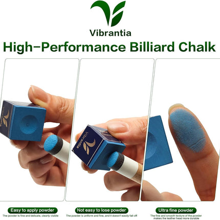 12 Pc Billiard Cue Chalk Cubes, Low Dust Pool Snooker 8-Ball Chalk with Case