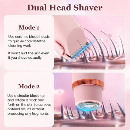 2 in 1 Women Electric Shaver Bikini Trimmer IPX7 Waterproof Wet Dry
