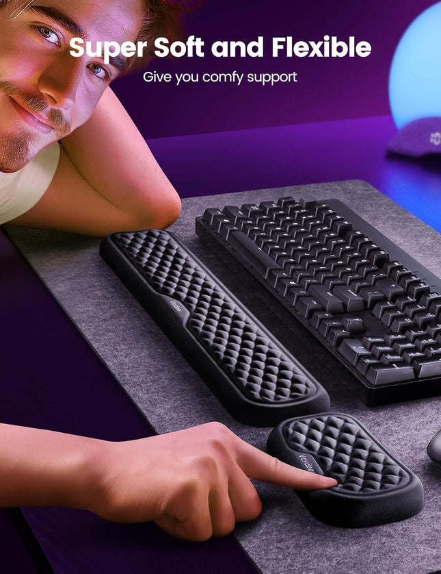 Keyboard and Mouse Wrist Rest Memory Foam Ergonomic Support Pad for Desk