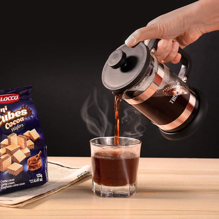 French Press Coffee Maker 21 oz Borosilicate Glass Coffee Tea Press with 4-Level Filter