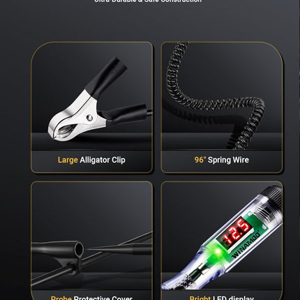 Automotive Test Light – 3-48V LED Voltage Display, Circuit Tester with Polarity Indication
