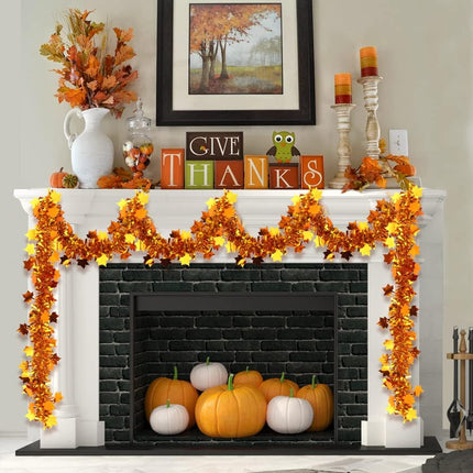 DIYDEC Maple Leaf Tinsel Garland – 33FT Golden Copper Hanging Fall Party Décor