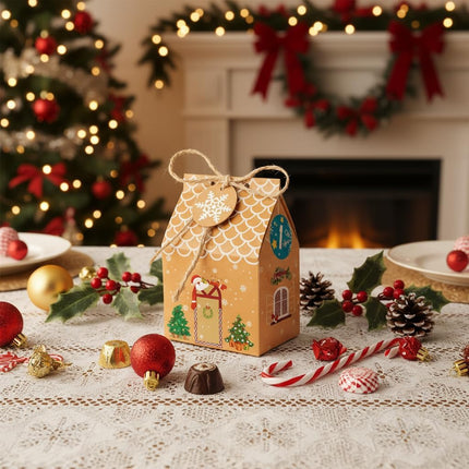 24 Pcs Christmas Gift Boxes – Candy House Style Goodie Bags for Holiday Treats