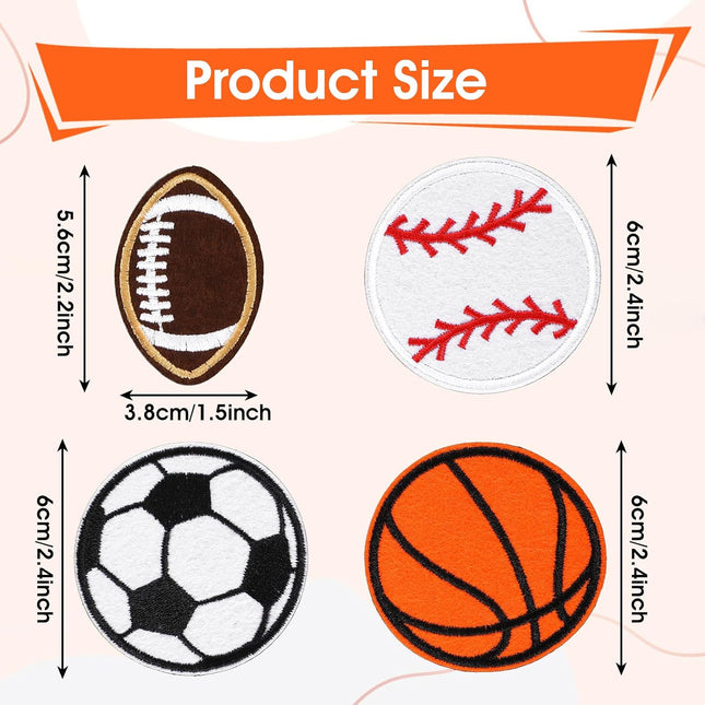 20Pcs Sports Ball Iron-On Embroidered Patches for Clothing, Bags, Hats and DIY Crafts