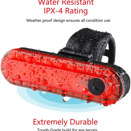 2-Pack Rechargeable Bike Tail Lights, Red Rear Bicycle Lights for Night Riding