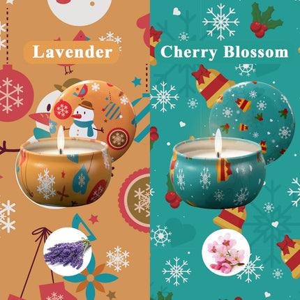 2 Pack Aromatherapy Soy Candles – Lavender & Cherry Blossom, 2.5oz Travel Set