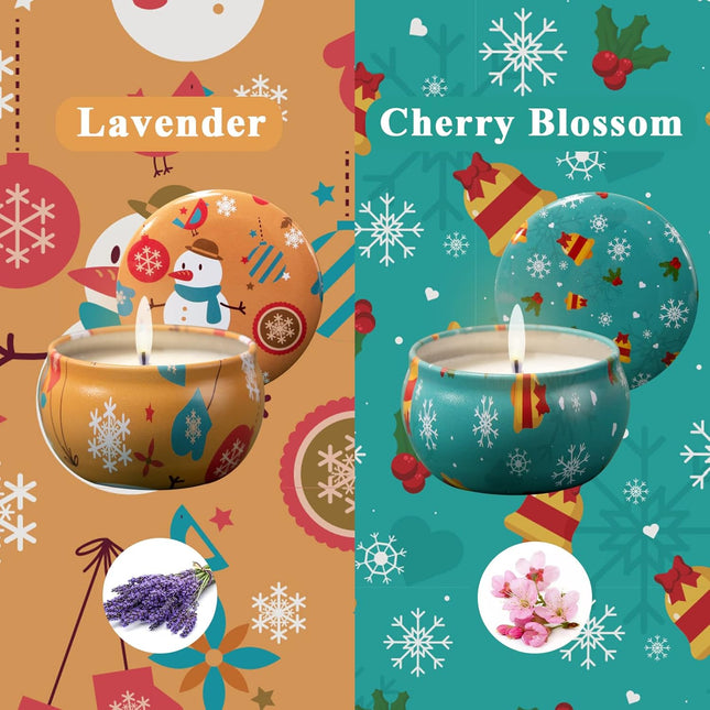 2 Pack Aromatherapy Soy Candles – Lavender & Cherry Blossom, 2.5oz Travel Set