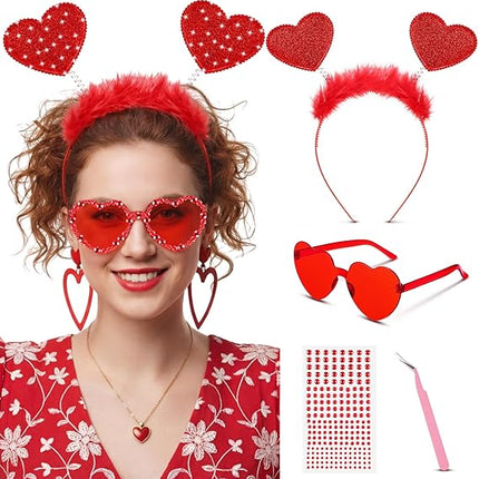 Valentine’s Day Heart Headband & Sunglasses Set: Photo Prop & Party Favors for Women