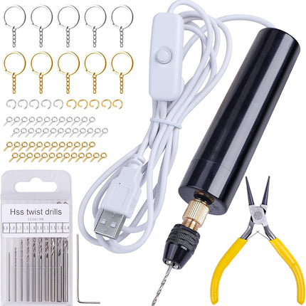 Electric Hand Drill Kit – 74PCS with 3-Jaw Clamp for Jewelry & Resin Crafts