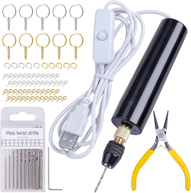 Electric Hand Drill Kit – 74PCS with 3-Jaw Clamp for Jewelry & Resin Crafts