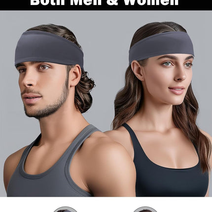 6 Pack Sports Headbands for Men and Women Sweat Wicking Workout Hairbands