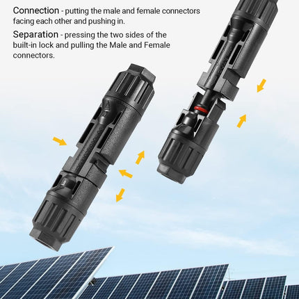 12-Pc Solar Panel Cable Connectors with Spanners – 6 Male/Female Pairs
