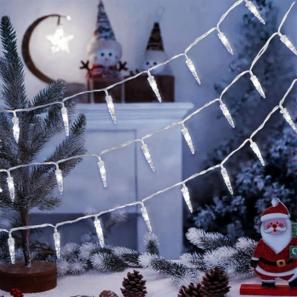 Christmas Battery Powered Icicle Lights – 20ft 40 LED Indoor String Lights