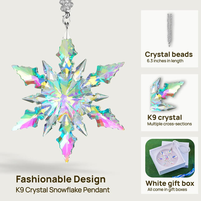 Luxury Crystal Snowflake Ornaments Xmas Tree Hanging Decor, Multicolor