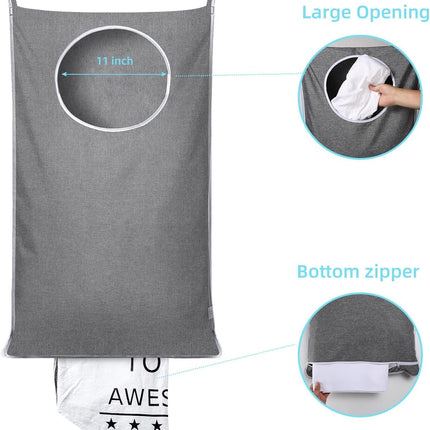 Grey Hanging Laundry Bag – 20x30" Storage for Clothes, Toys & Blankets