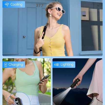 3-in-1 Handheld Mini Fan USB Rechargeable Power Bank Flashlight Travel Cool