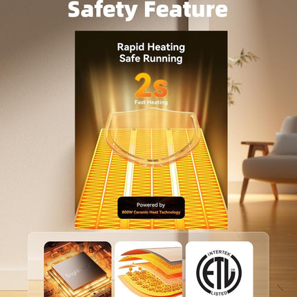 Smart Portable Wall Heater 450W for RV, Home & Office with Remote Control