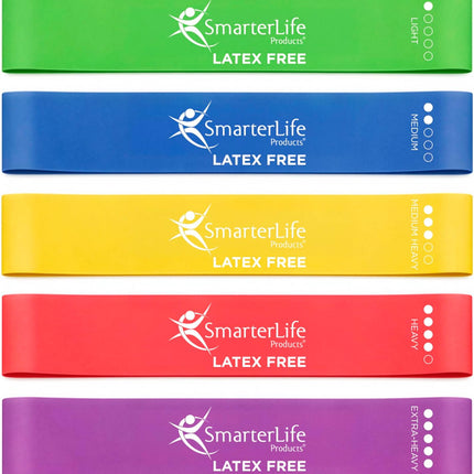 5-Pack Extra Wide Latex-Free Resistance Bands for Workout Physical Therapy Home Gym