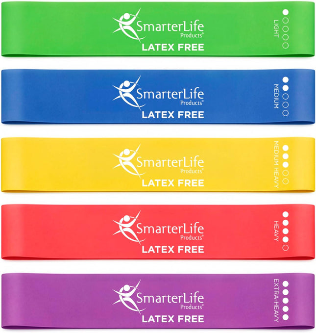 5-Pack Extra Wide Latex-Free Resistance Bands for Workout Physical Therapy Home Gym