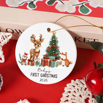 Baby’s First Christmas Ornament 2025, Ceramic Tree Decoration with Gift Box