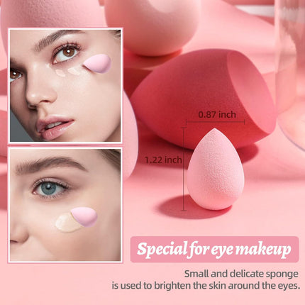 BS-MALL 7-Pc Makeup Sponge Set with Case – Liquid, Cream & Powder, A-Pink
