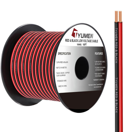 16 Gauge Wire 100FT – 16/2 AWG Red/Black Electrical Wire for LED Strips & Autos