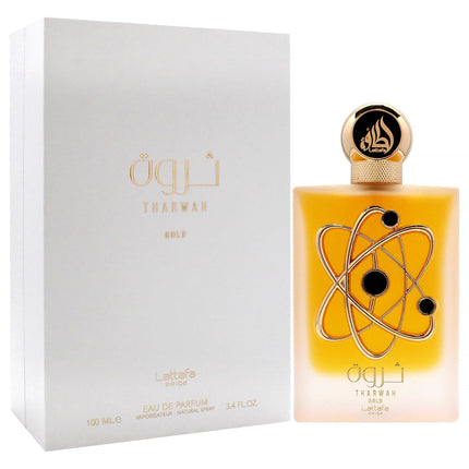Lattafa Tharwah Gold Unisex Eau de Parfum 3.4 oz Sweet Floral Vanilla Fragrance