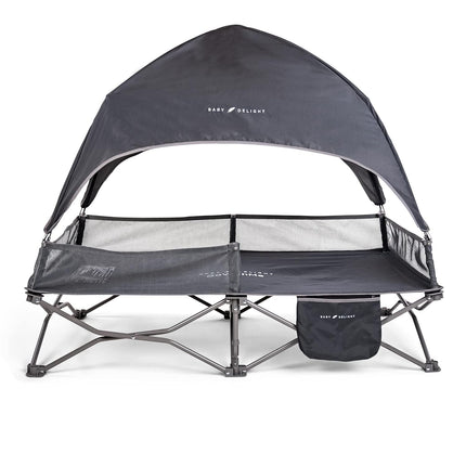 Baby Delight Go with Me Bungalow Deluxe Portable Toddler Travel Cot with Sun Canopy, Grey