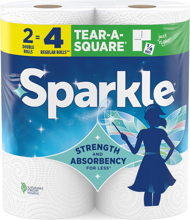 Tear-A-Square Paper Towels 2 Double Rolls 220 Sheets Strong 2-Ply Kitchen