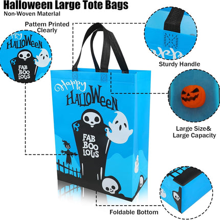 12-Piece Halloween Trick or Treat Tote Bags, Reusable Non-Woven Bags 15.7x11.8in